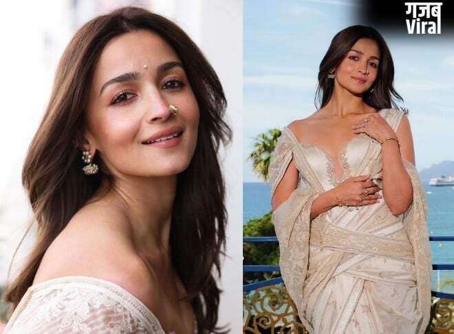 PHOTO GALLERY । Cannes 2026 के India Pavilion में Alia Bhatt का जलवा, पारंपरिक साड़ी को दिया Modern गाउन का Twist​