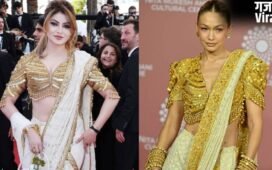 Cannes 2026 में जीजी हदीद बनकर पहुंचीं उर्वशी रौतेला! कॉपी किया व्हाइट साड़ी-गोल्डन ब्लाउज लुक, हुईं ट्रोल​