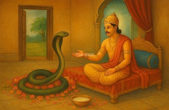 एक राजा ने सपने में देखा,उससे एक परोपकारी साधु कह रहा था कि, बेटा! कल रात को तुम्हें एक विषैला सांप काटेगा और उसके काटने से तुम्हारी मृत्यु