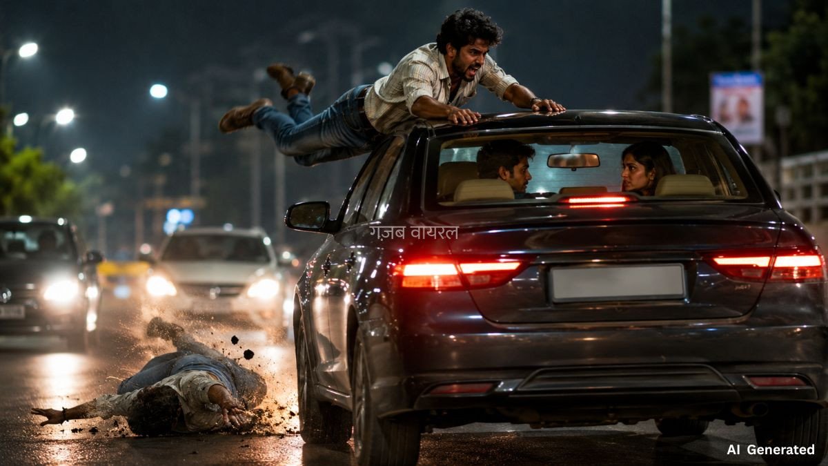 दूसरे युवक के साथ जा रही थी प्रेमिका, रोकने के लिए कार की छत पर चढ़ा कारोबारी; 200 मीटर बाद गिरा और हो गई मौत